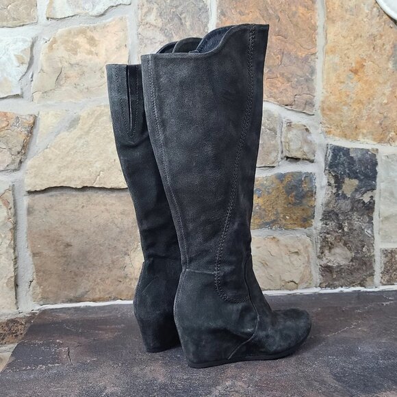 PONS Quintana Suede Leather Tall Wedge Boots 39 - Picture 3 of 9